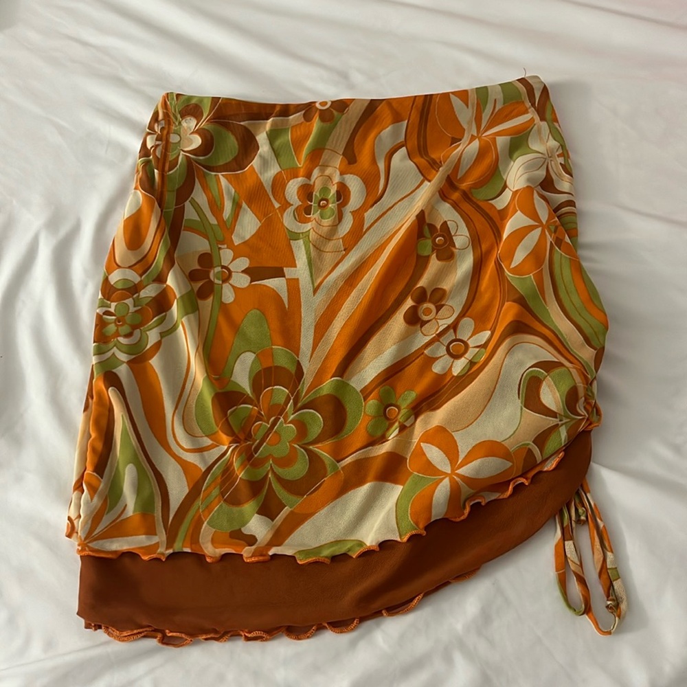 Groovy Mesh Orange Mini Skirt